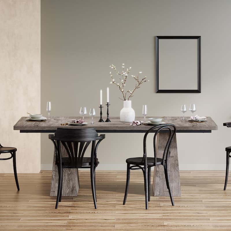 63 Inches Farmhouse Dining Table with Sturdy Pedestal Base - 31.1"D x 63"W x 29.5"H