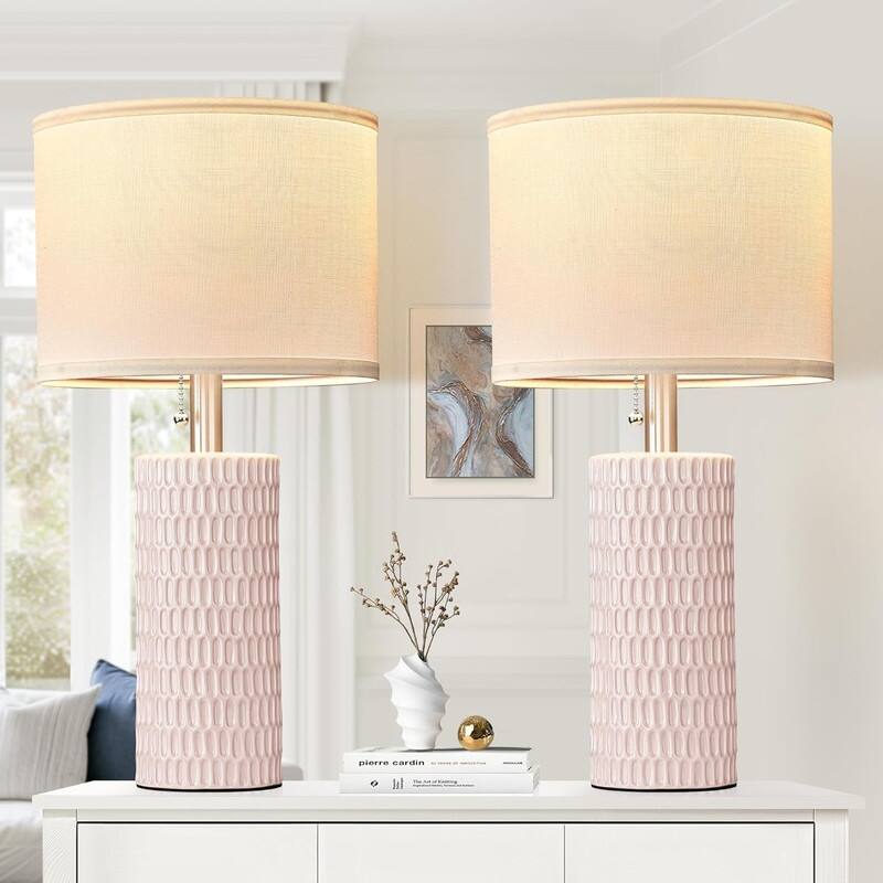 Table Lamps for Living Room Set of 2 -  20"Pink-2Pack