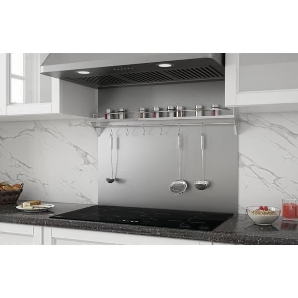 Ancona 36 in. Stainless Steel Backsplash with Shelf and Rack ...