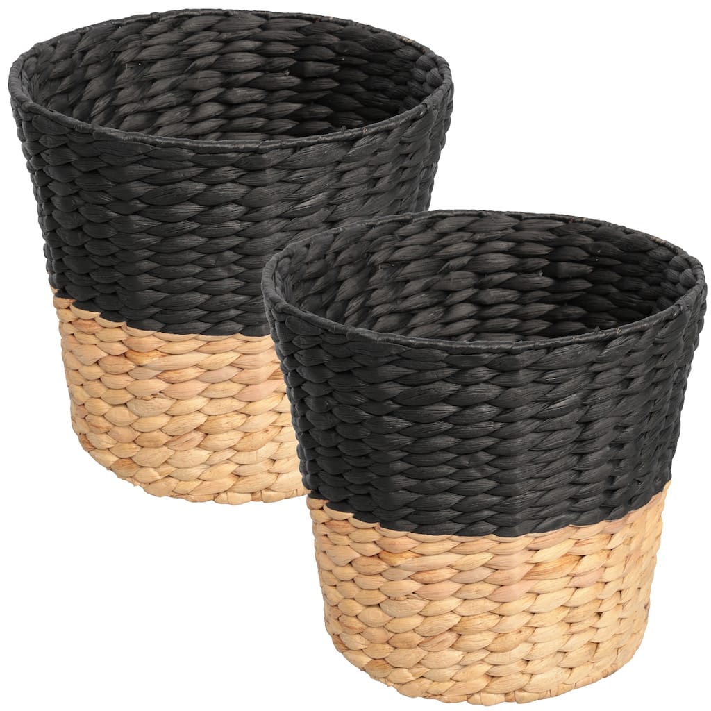 Toby Two-Tone Handwoven Water Hyacinth 3.1-Gallon Tapered Round Wicker Watebasket (Set of 2)