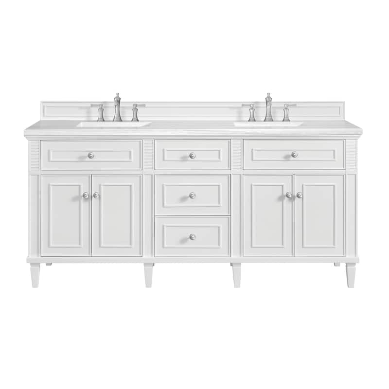 James Martin Vanities 424-V72-3AF Lorelai 72" Double Basin Wood Vanity - Bright White - Painted