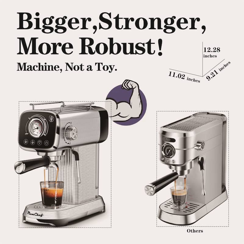 20 Bar Compact Espresso Machine with Milk Frother, Dual Shot Options
