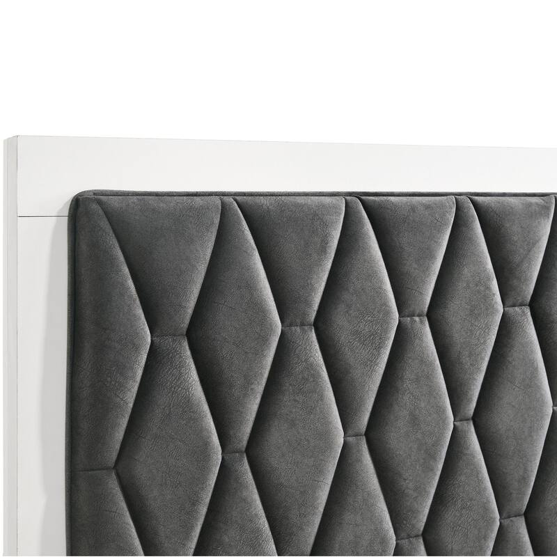 Taraval White Queen Upholstered Panel Bed
