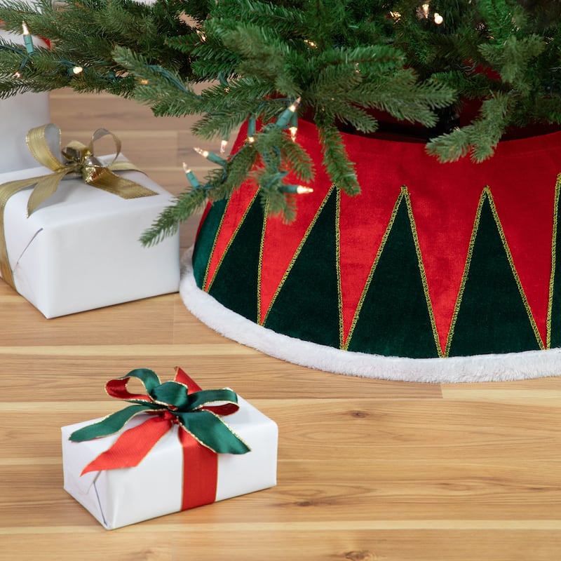 25" Red and Green Drum with White Trim Christmas Tree Collar - 25