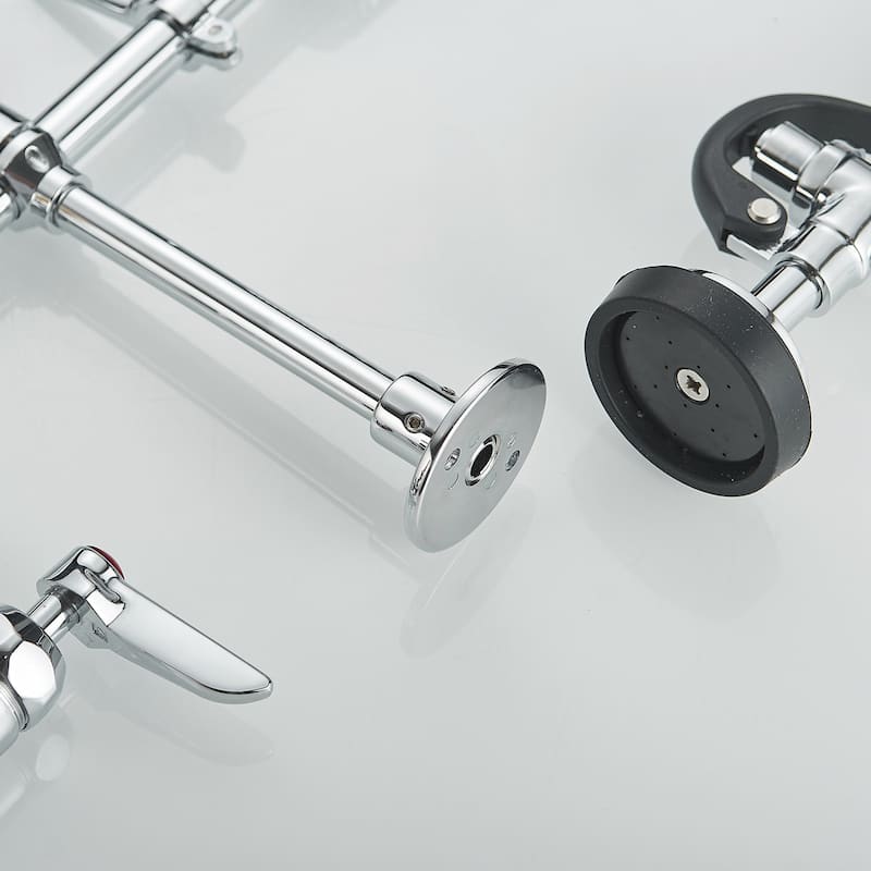 26 Inch Modern Commercial Brushed Nickel Kitchen Faucet with Pre-Rinse Sprayer - 8 In. W X 25 In. H X 8 In. D