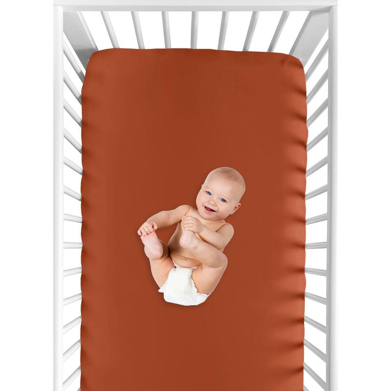 Sweet Jojo Designs Orange Girl Fitted Crib Sheet Burnt Rust Boho Vintage Wildflower Floral Bohemian Vintage Botanical Farmhouse