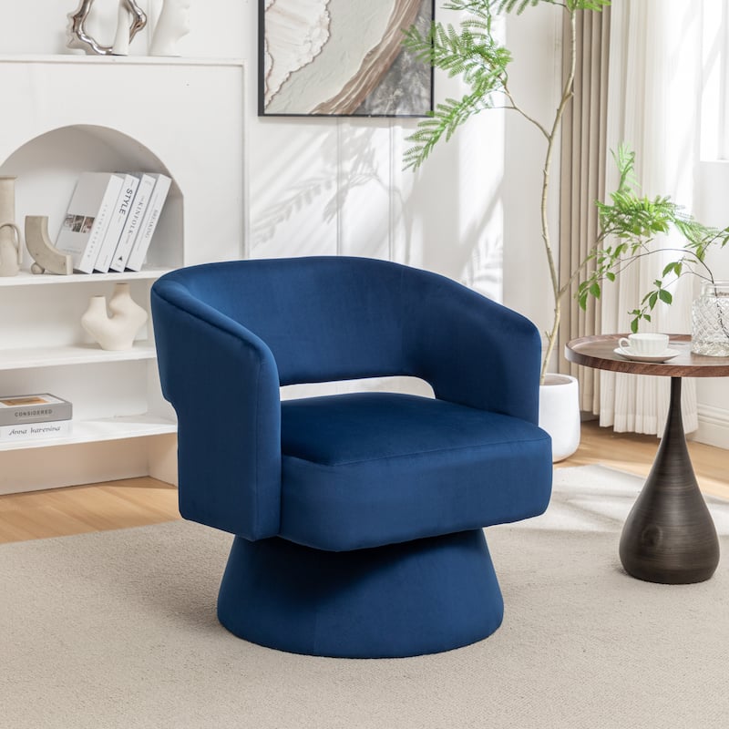 Swivel Barrel Chair,Velvet Accent Armchair 360 Degree Swivel Club Chair for Living Room Bedroom Reception Room