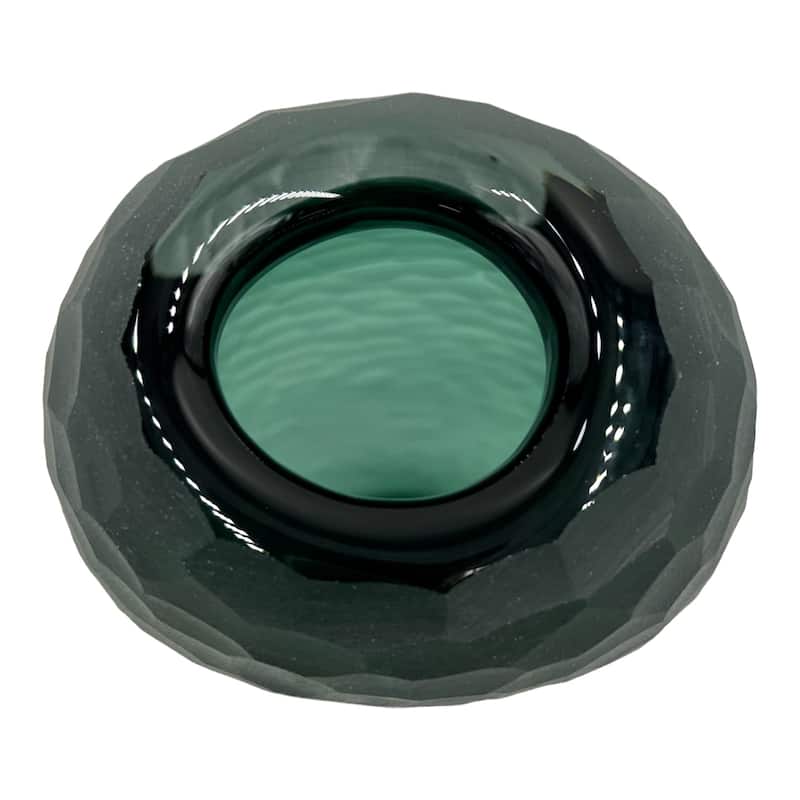 11" Premium Contemporary Glass Flowers Vase in Turquoise