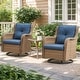 preview thumbnail 71 of 82, Gymojoy 3-Piece Rattan Wicker Rocking Swivel Chair Set with Table Yellow Wicker / Blue Cusion