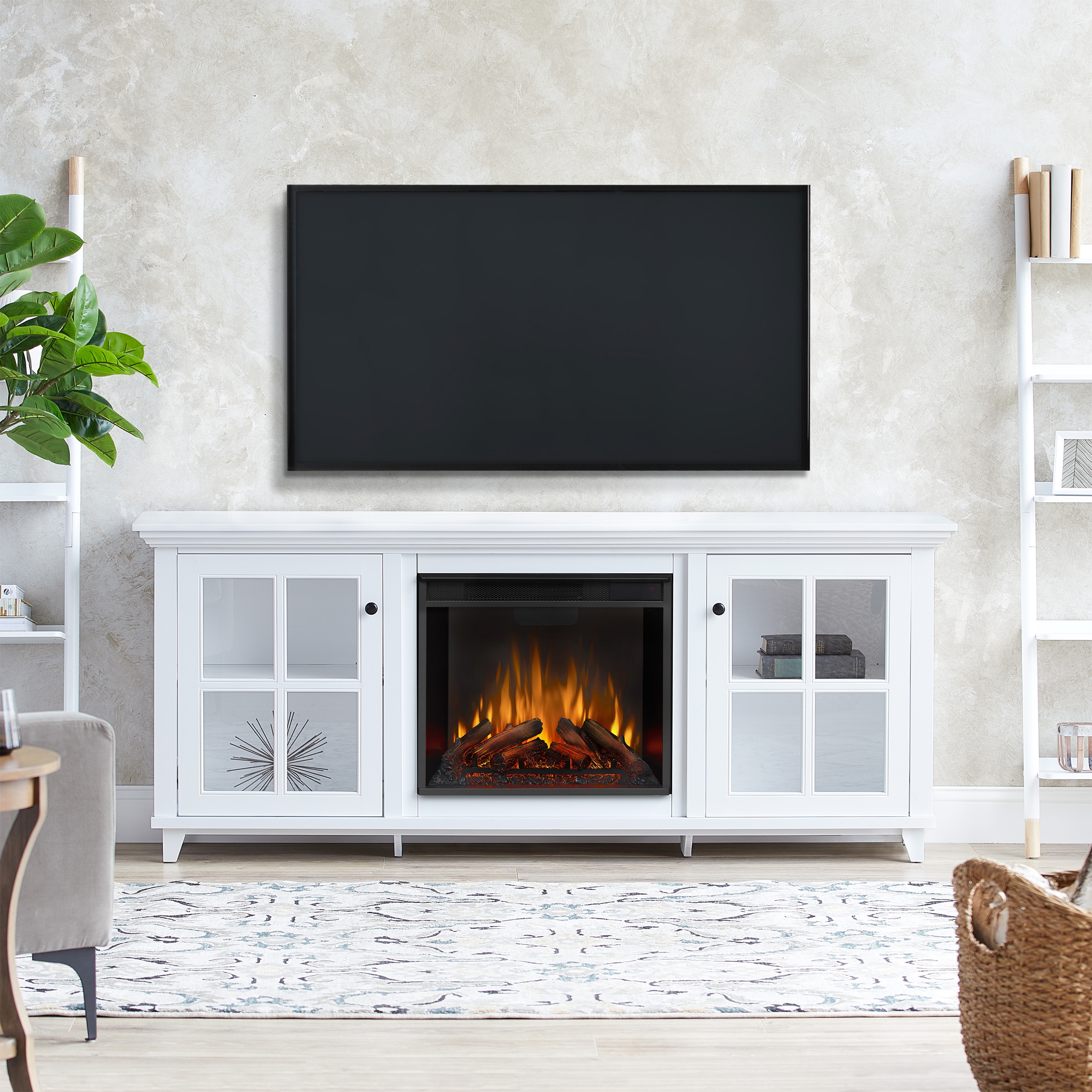 Real flame electric fireplace tv stand sale