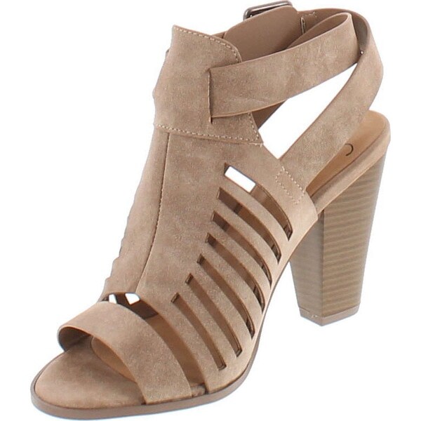 brown stacked heel sandals