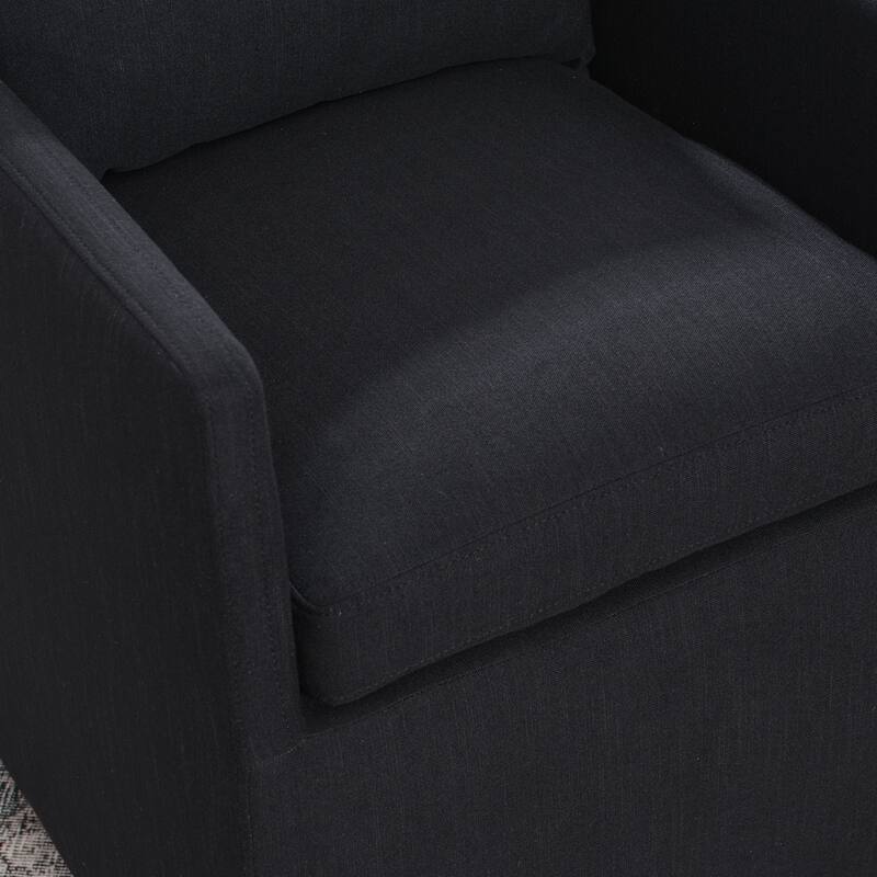 KINWELL Performance Fabric Upholstered Rolling Dining Armchair (Set of 2)