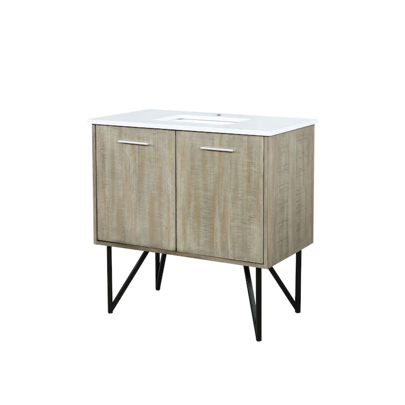 Lancy 36 in W x 20 in D Rustic Acacia Bath Vanity and White Quartz Top