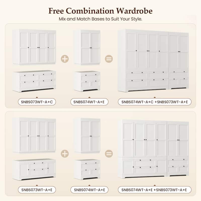 Pocassy 71" H Wardrobe Closet with Drawers with Doors and Storage