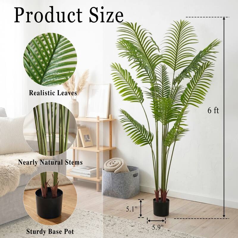 Artificial Plant Fake Tropical Palm Tree Potted