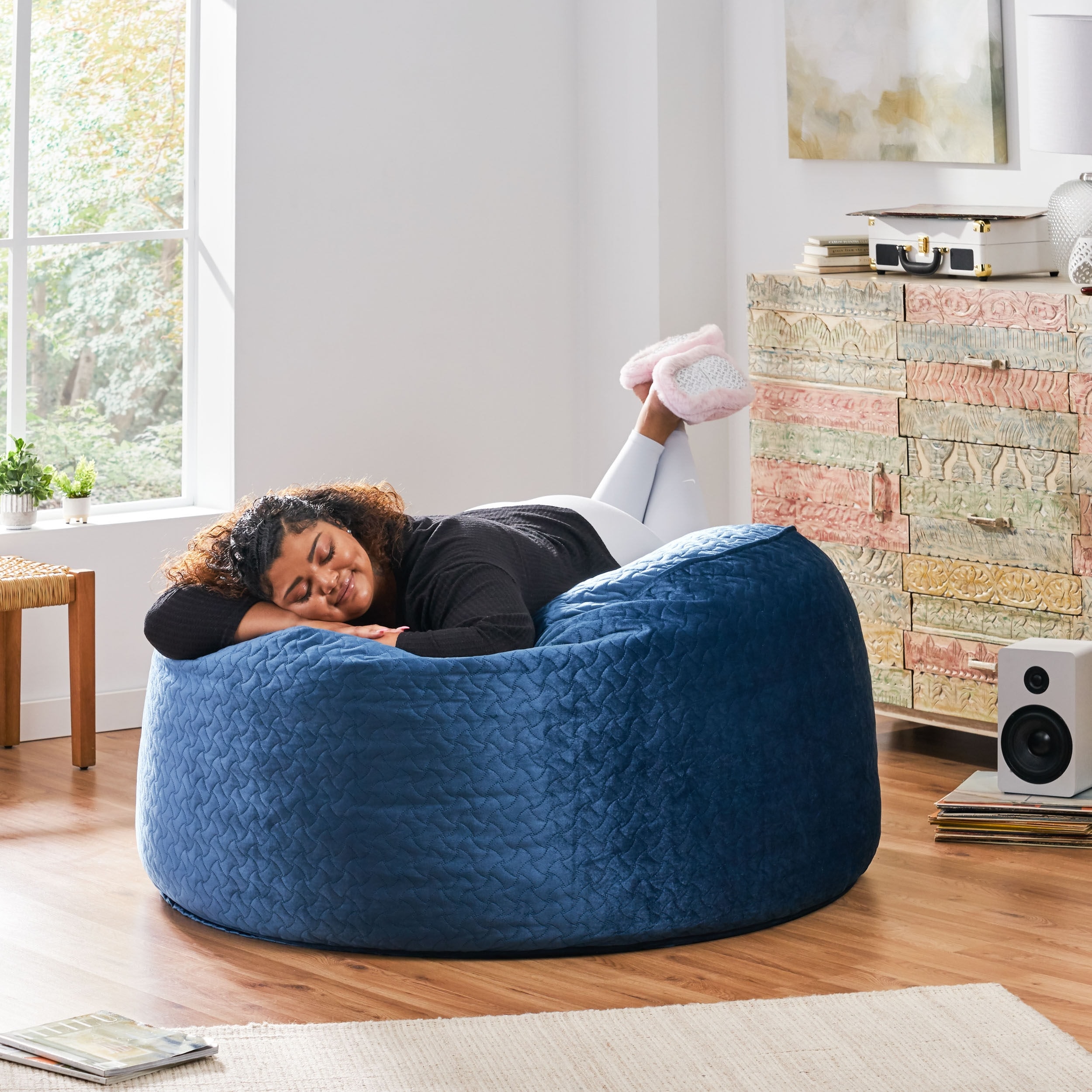 Large crushed hotsell velvet bean bag