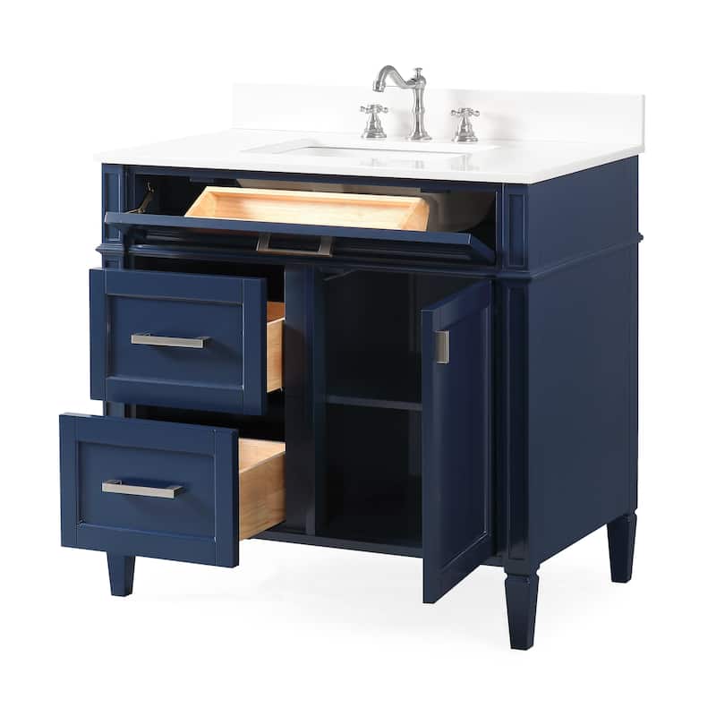 36" Tennant Brand Durand Modern Navy Blue Bathroom Sink Vanity