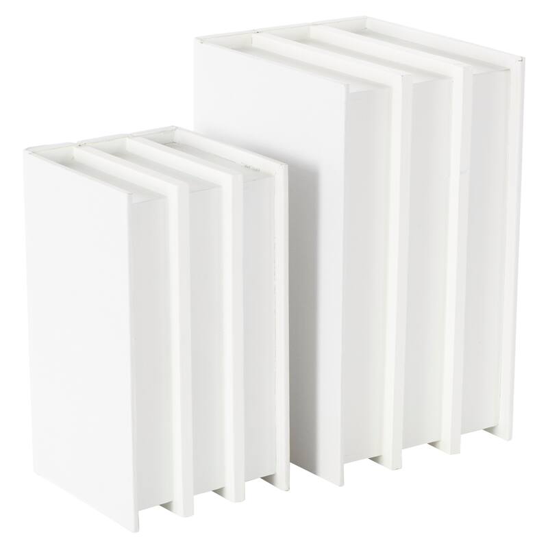 White or Black Canvas Faux Storage Book Box with Gold or White Enjoy, Every, Moment Text (Set of 2)