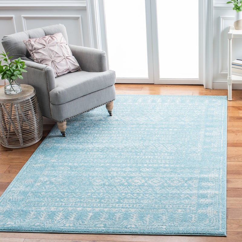 SAFAVIEH Tulum Luna Moroccan Boho Rug - 5'3" x 7'6" - Aqua/Ivory
