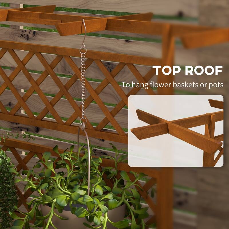 Outsunny Wood Planter with Trellis, Raised Garden Bed Privacy Screen Planter Box for Climbing Plants, Vines, Vegetables, Flowers