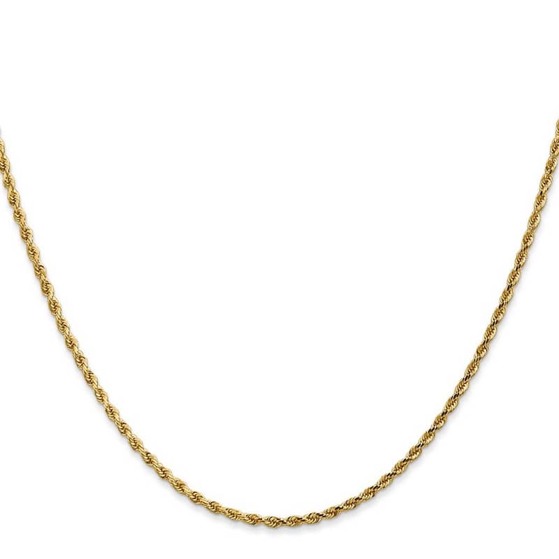 Curata 14k Yellow Gold Solid 8" 2mm D Cut Rope Lobster Clasp Chain Bracelet Lobster Claw