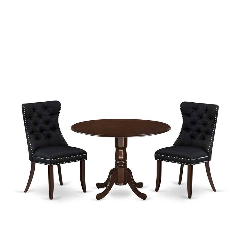 3-Piece Mahogany Finish Solid Wood Top-Round Dining Room Set -Seats 4