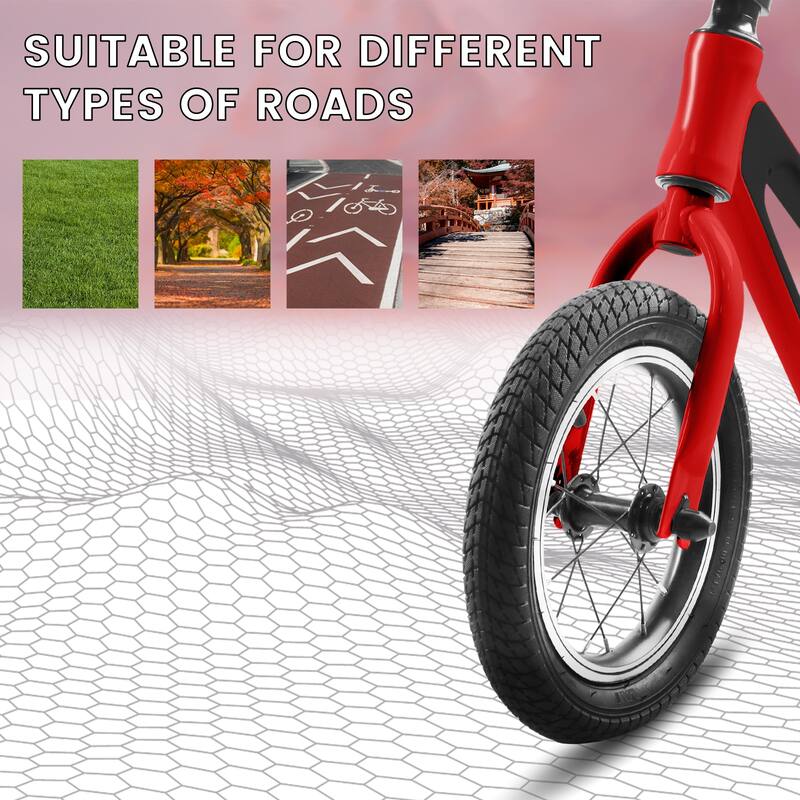 12" Toddler Balance Bike with Rubber Foam Tires and Adjustable Seat