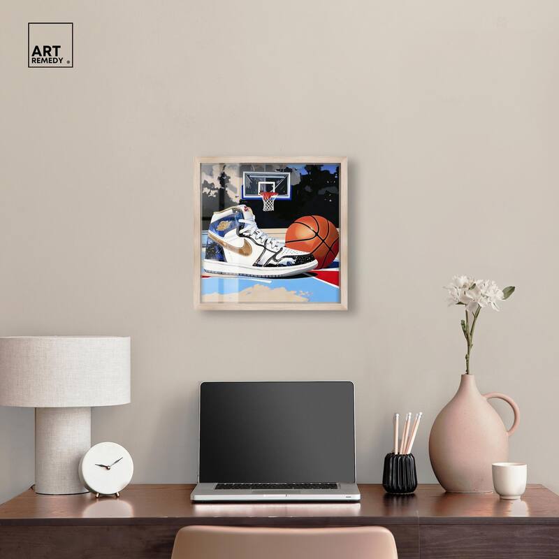 Basketball Court Blues Shadowbox by Art Remedy