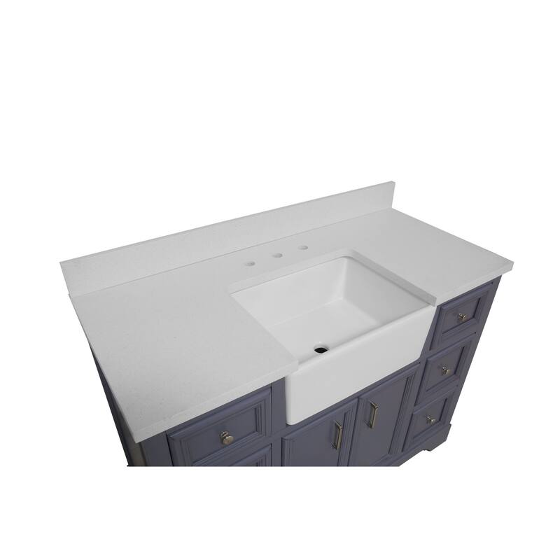 KitchenBathCollection Zelda 48" Farmhouse Bathroom Vanity with Quartz Top