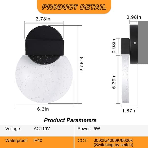 dimension image slide 1 of 2, Modern Crystal Wall Sconce Bathroom Vanity Hallway Light Fixtures Black