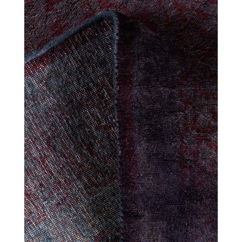 Overton Hand Knotted Wool Vintage Inspired Modern Contemporary Overdyed Purple Runner Rug - 3' 0" x 9' 3"