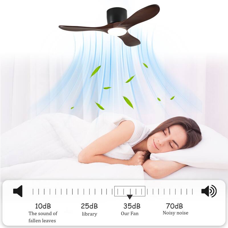 42-inch Ceiling Fan with Light, 3 Light Wood Blades, Remote Control, Reversible DC Motor for Living Room
