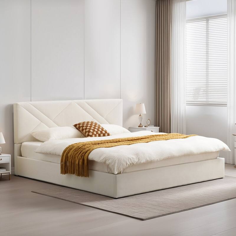 Plywood Frame Full Upholstered Platform Bed