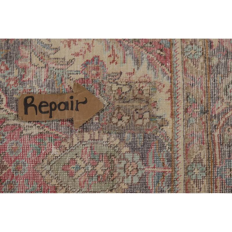 Tabriz Persian Vintage Area Rug Hand-Knotted Medallion Wool Carpet - 6'9" x 9'3"