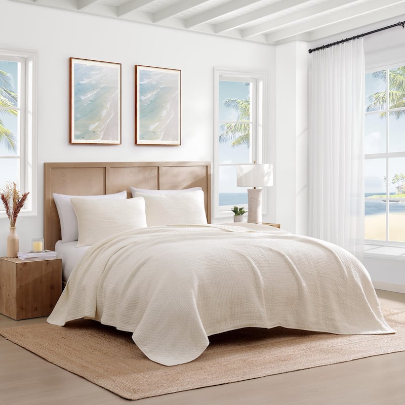 Tommy Bahama Ventura Cotton Beige Reversible Quilt