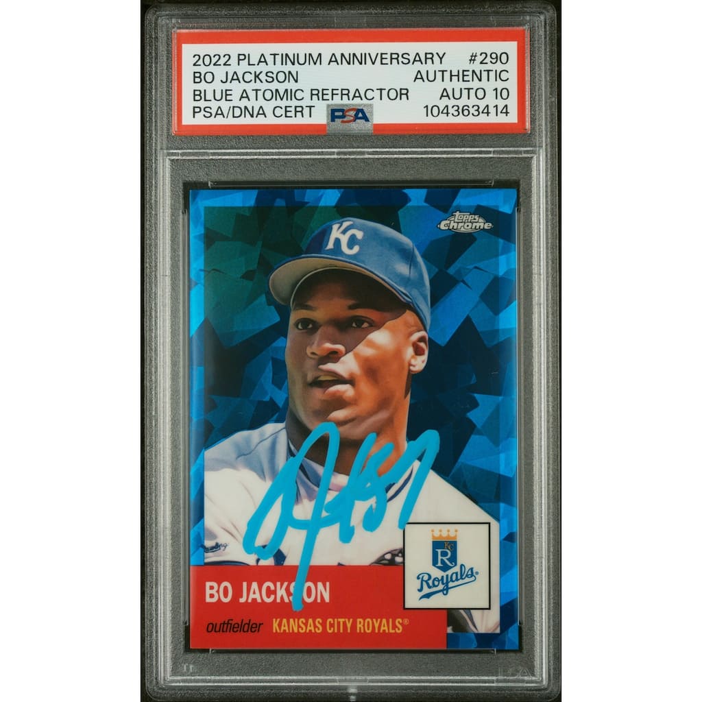 Bo Jackson 2022 Topps Chrome Blue Atomic Refractor Card #290 Auto PSA 10 36/100 - 8' x 11'