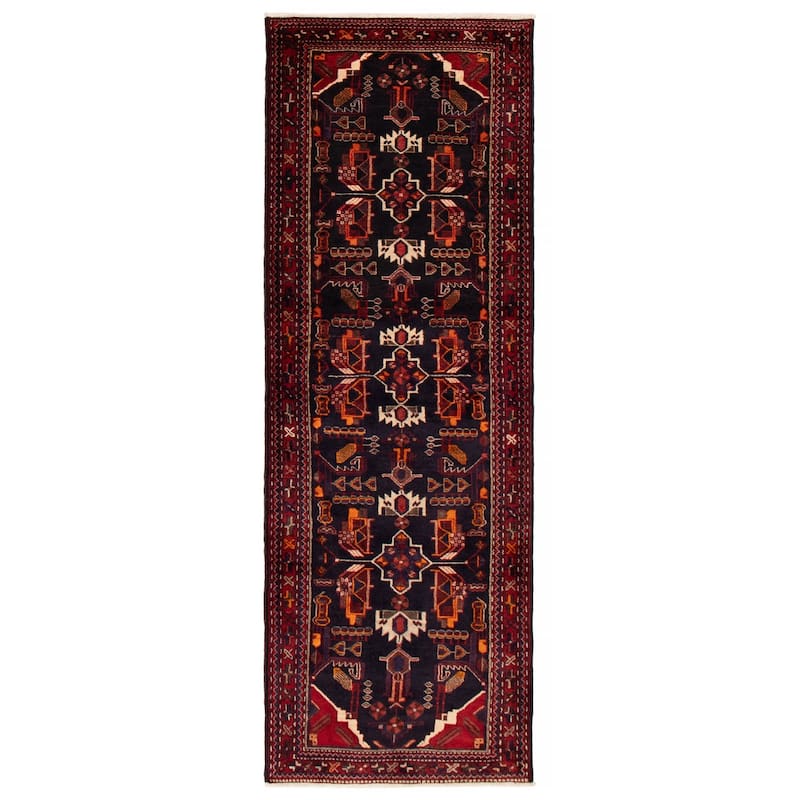 ECARPETGALLERY Hand-knotted Anadol Black, Red Wool Rug - 3'6 x 10'0 - Black/ Red - 3'6 x 10'0