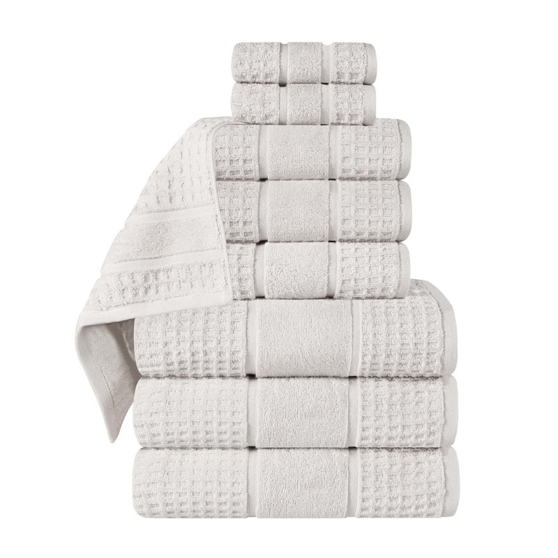 Blue Nile Mills Waffle Textured Assorted 9-Piece Zero Twist Cotton Towel Set