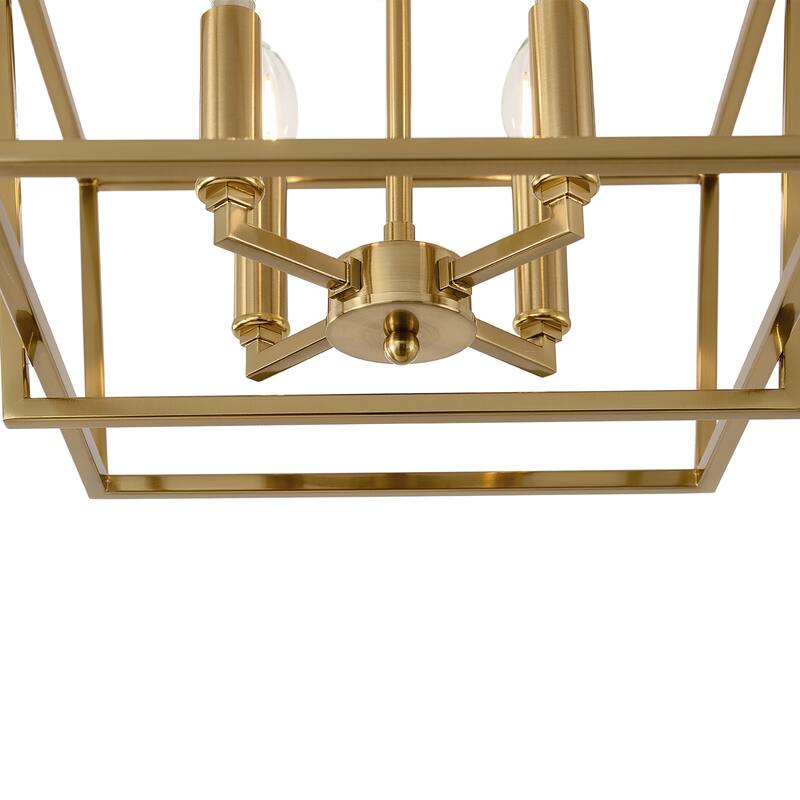 Modern 4 - Light Semi - Flush Mount, Gold Geometric Cube Design