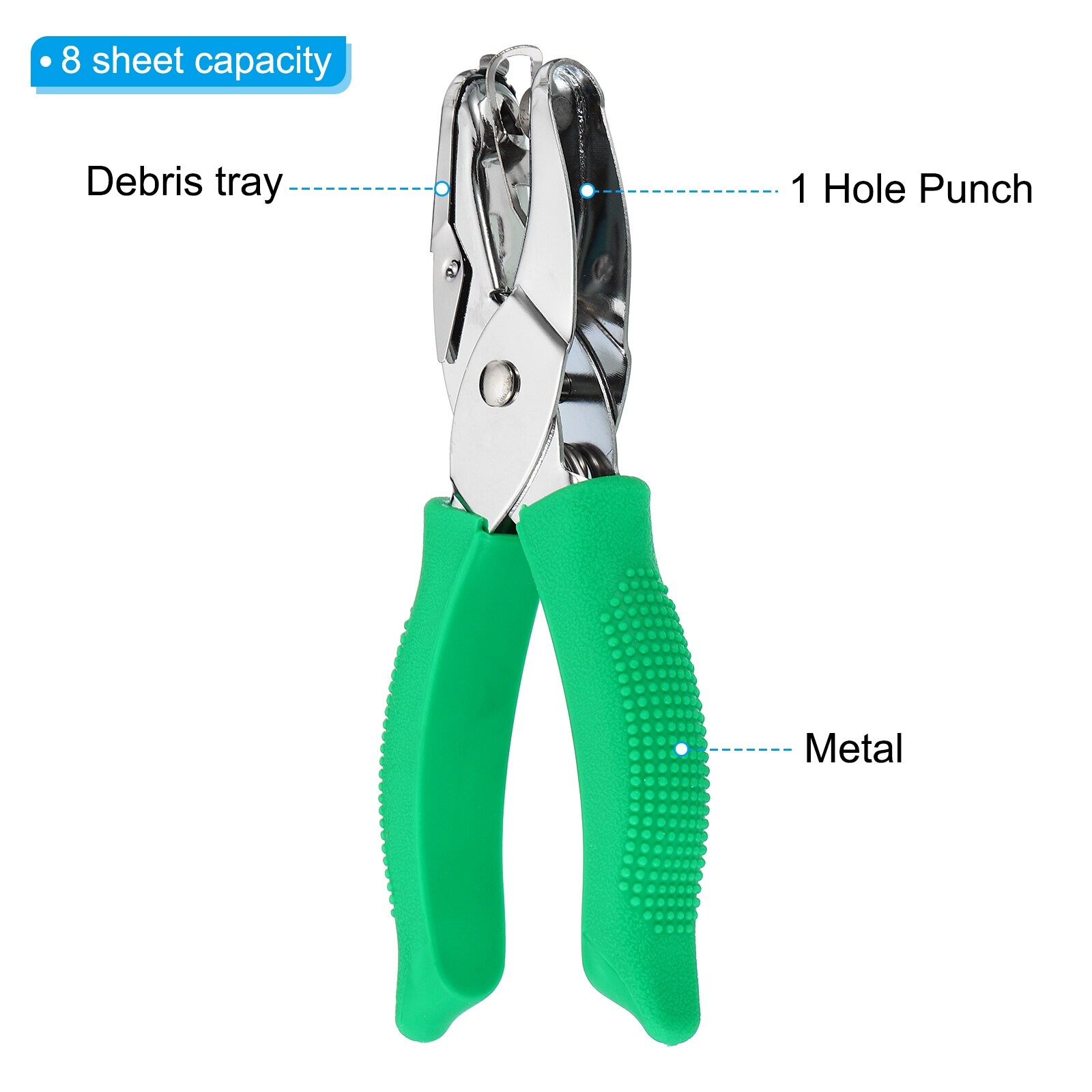 1/4 Single Hole Punch Handheld Hole Puncher with Soft Grip Triangle Shape Green | Harfington