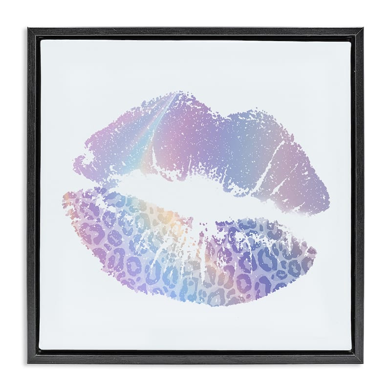 Stupell Purple Rainbow Lipstick Framed Floater Canvas Wall Art Design By Kim Allen - 18 x 18 - Black