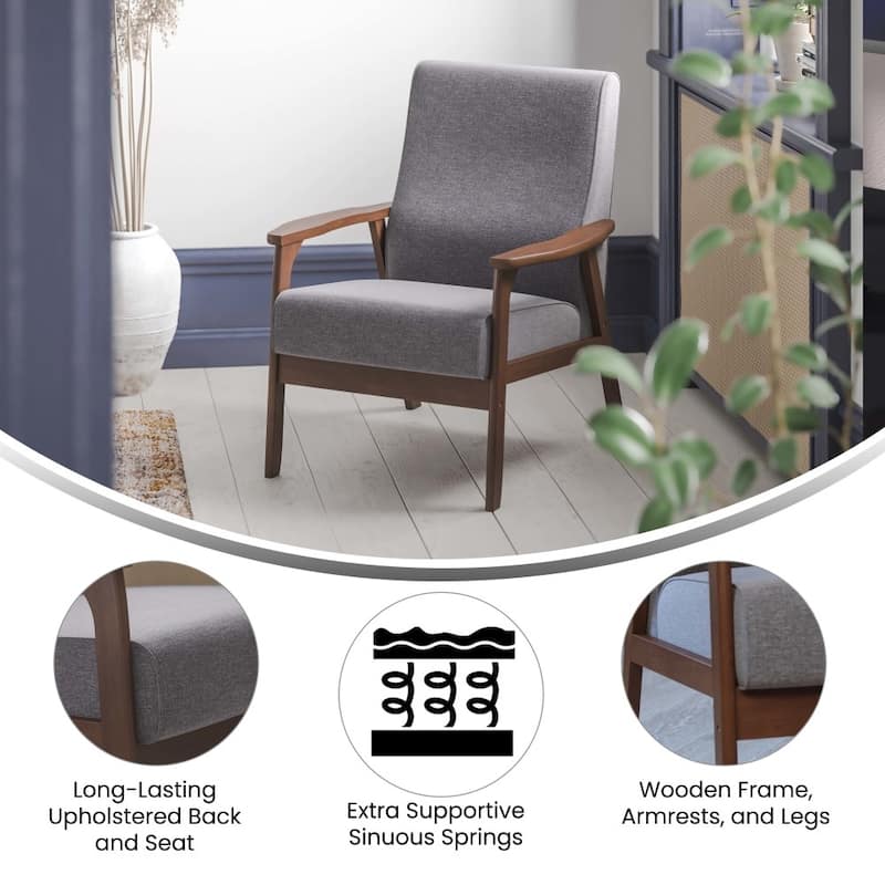 Mid-Century Modern Arm Chair with Wooden Frame and Arms