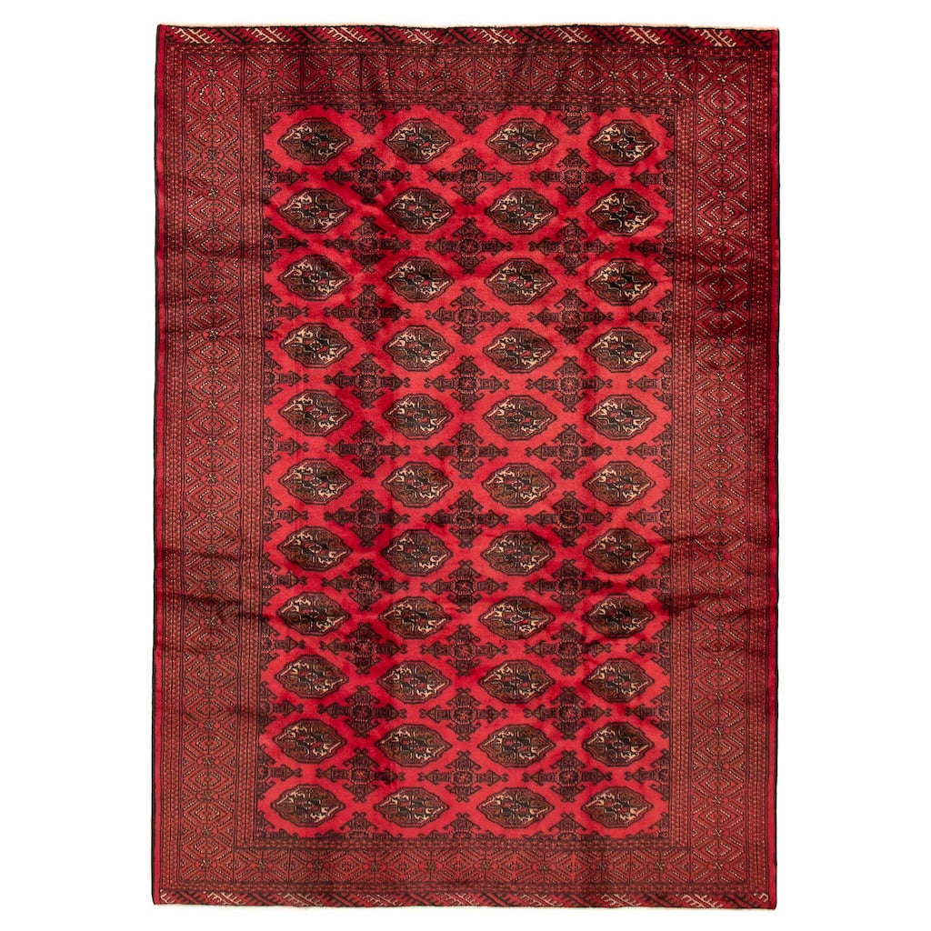 ECARPETGALLERY Hand-knotted Teimani Red Wool Rug - 6'5 x 9'0
