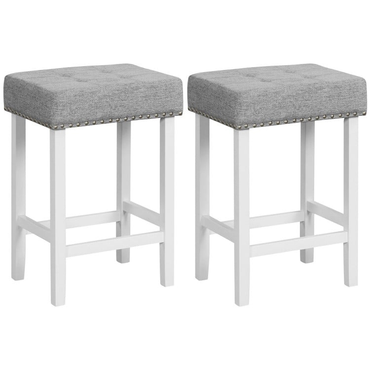 2 Pieces Counter Height Bar Stools with Sponge Padded Cushion - 17" x 13.5" x 24.5"/17" x 13.5" x 29" (L x W x H)