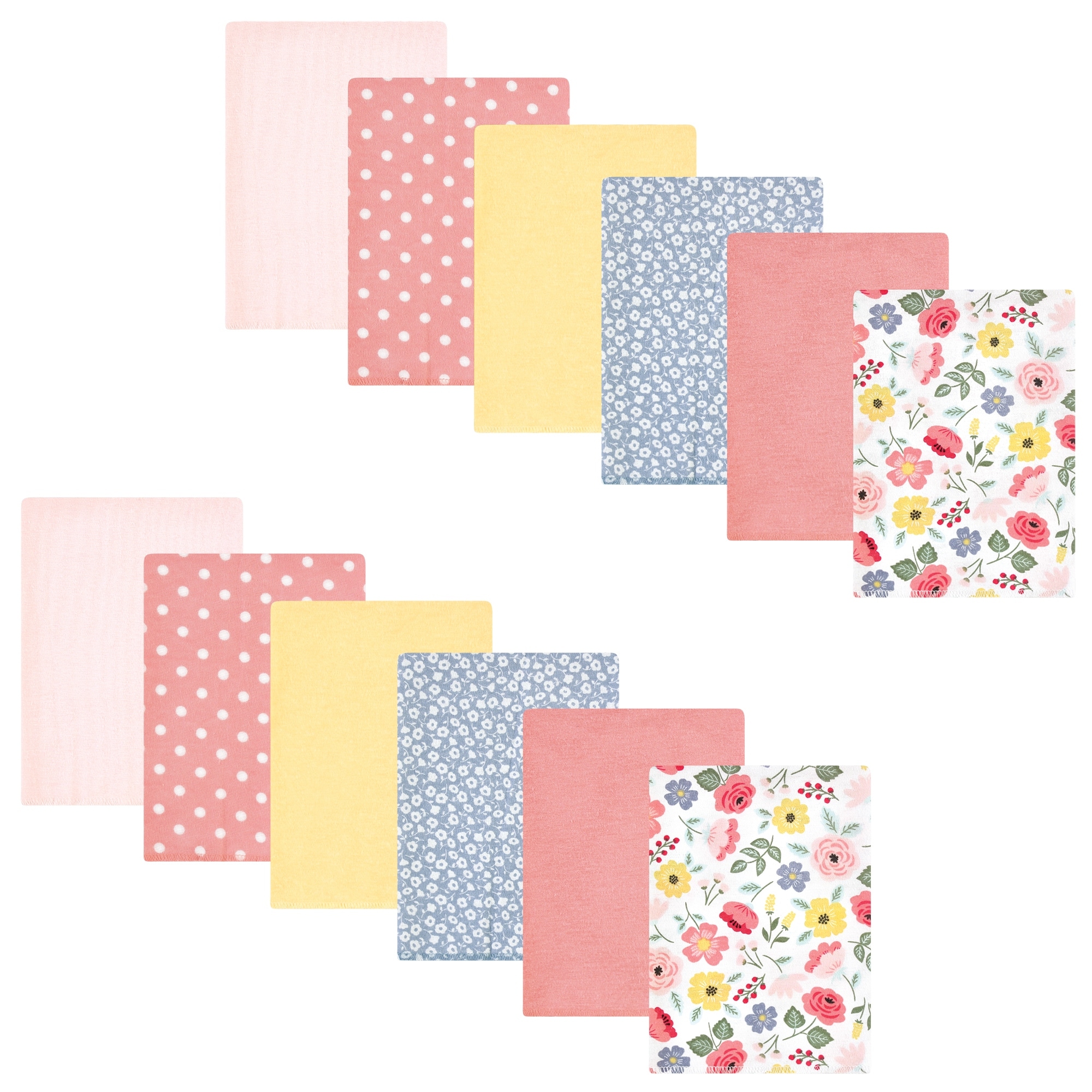 Hudson Baby Infant Girl Cotton Flannel Burp Cloths Bundle, Modern Botanical, One Size - Modern Botanical - One Size
