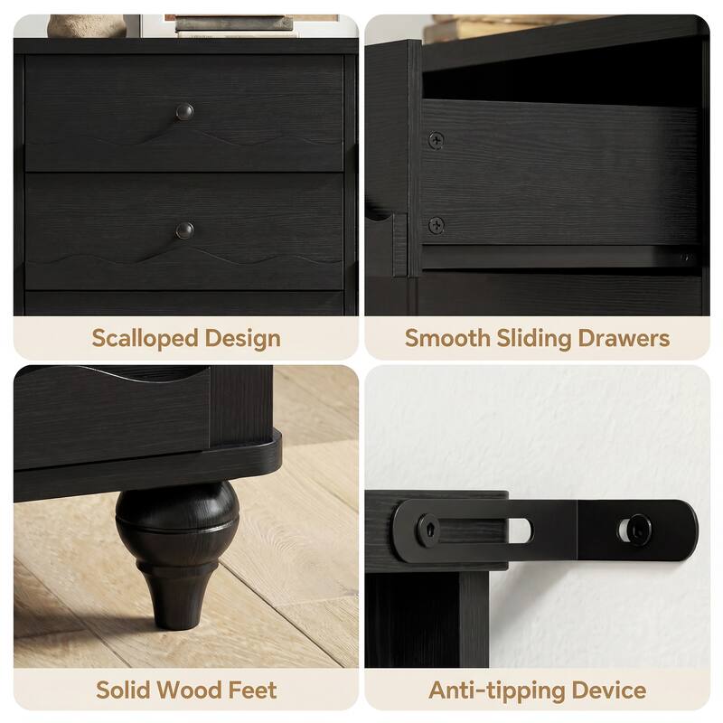 Narill Wave-Inspired 6-Drawer Dresser Closet Organizer, 43-In Chest of Drawers TV Stand