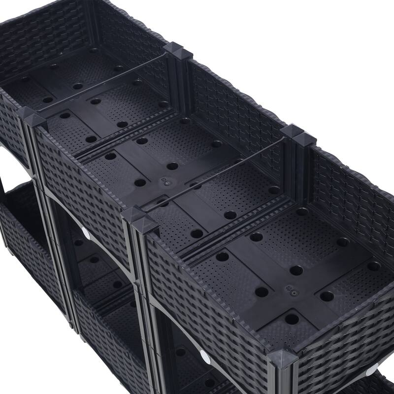 Modern Minimalist Garden Bed with Drainage Plug Raised Bottom Drainage Holes, for Vegetable Flower Herb Outdoor - 8' x 10'