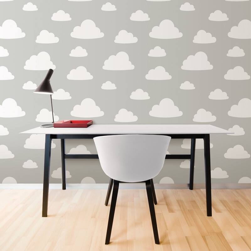 NuWallpaper Clouds Grey Peel & Stick Wallpaper - 216in x 20.5in x 0.025in