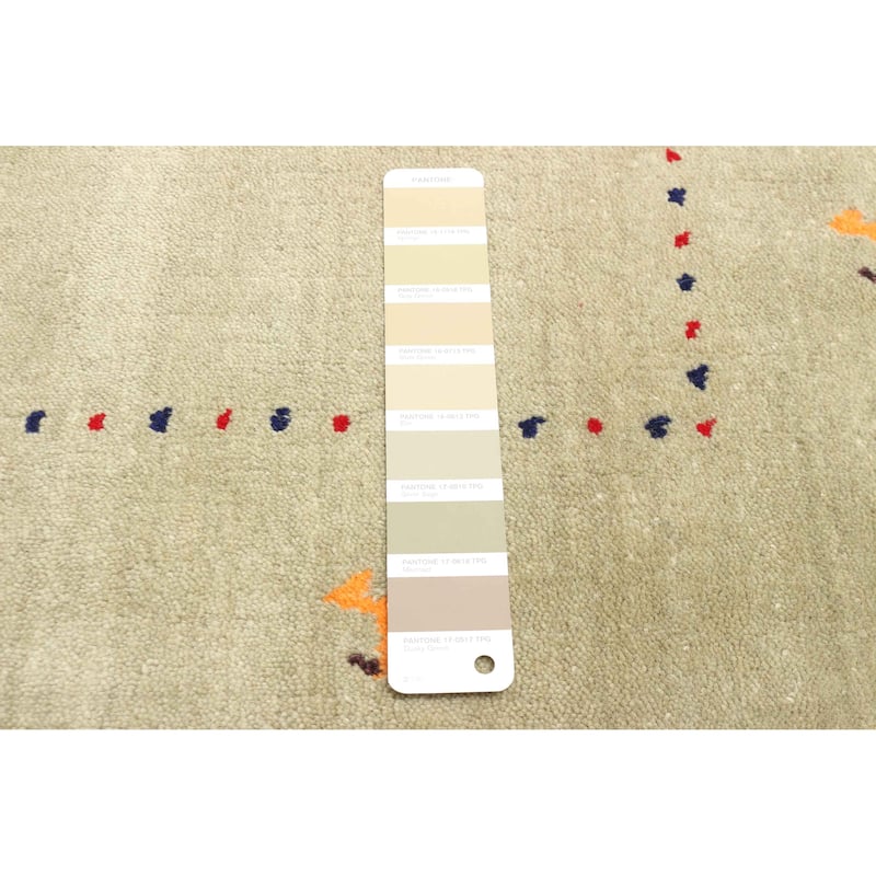 ECARPETGALLERY Hand Loomed Kashkuli Gabbeh Olive Wool Rug - 3'8 x 5'8