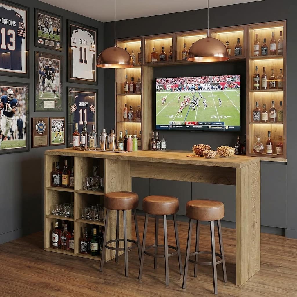 70.9-Inch Bar Table with 6 Cubbies Storage, Narrow Long Counter Height Pub Table - 70.87" L x 15.75" W x 41.34" H